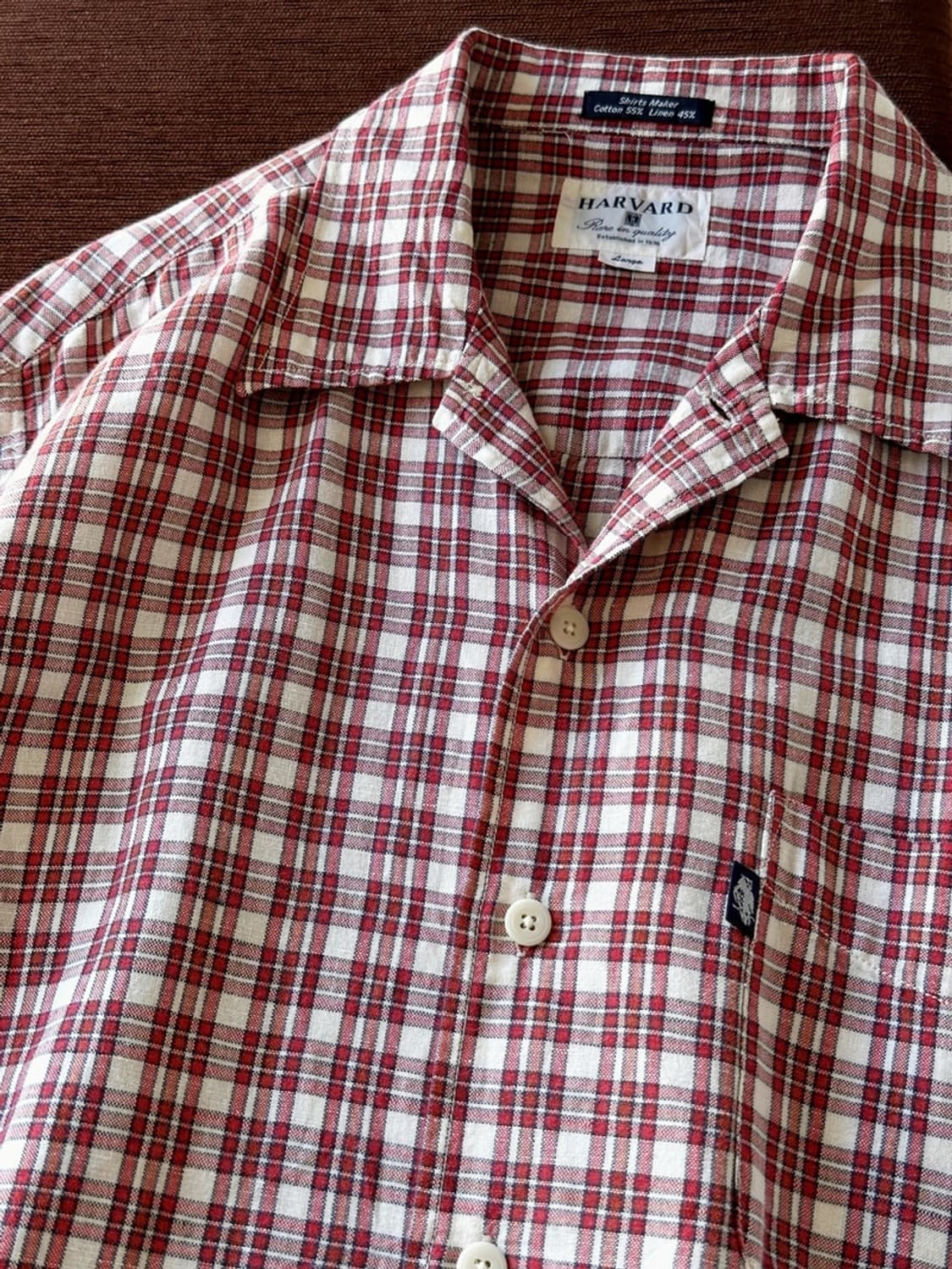 Natural cotton linen open collar shirt 상품이미지3