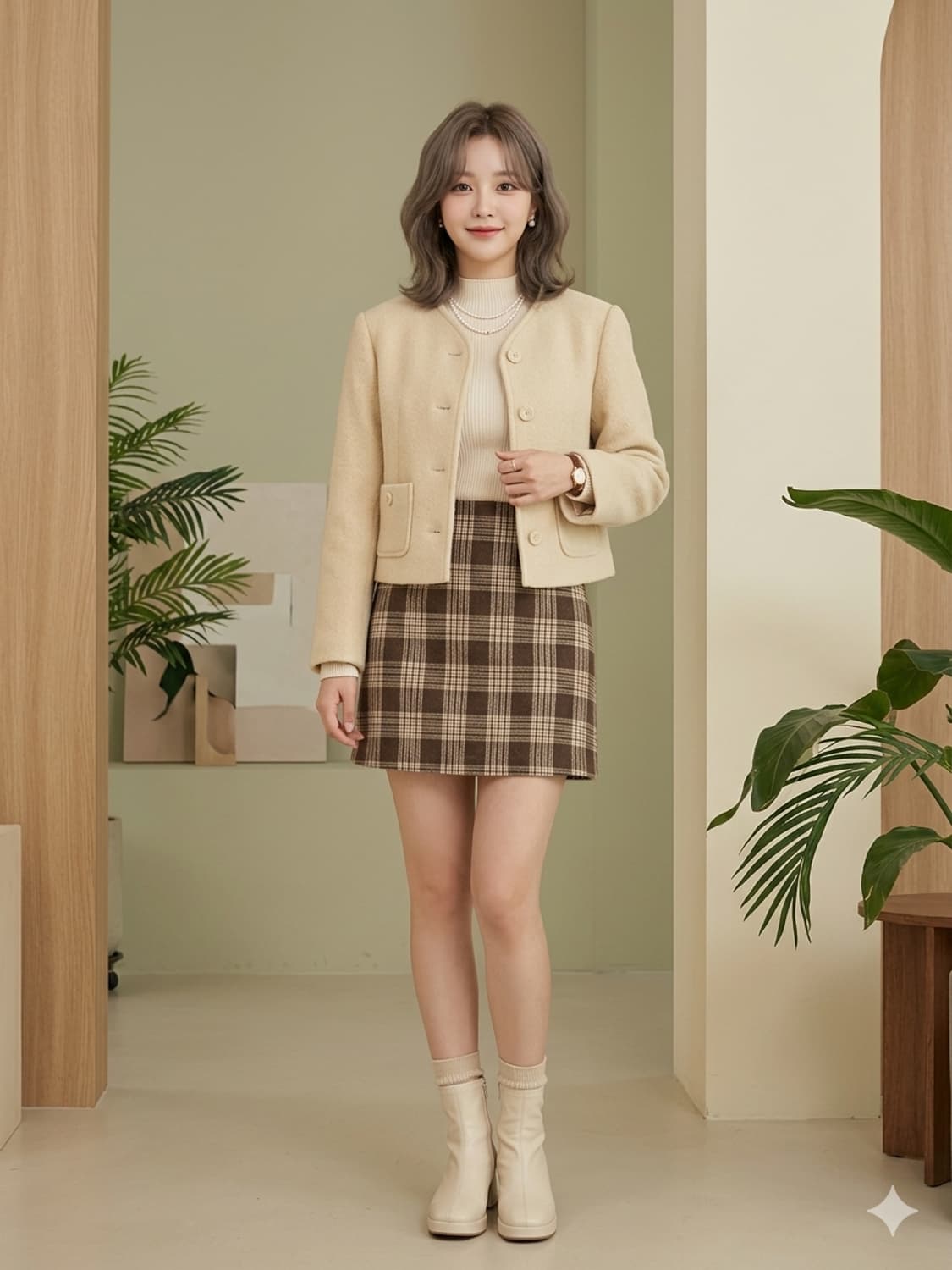 CC collect(씨씨콜렉트) 알파카 울 크롭 노카라 자켓 상품이미지1