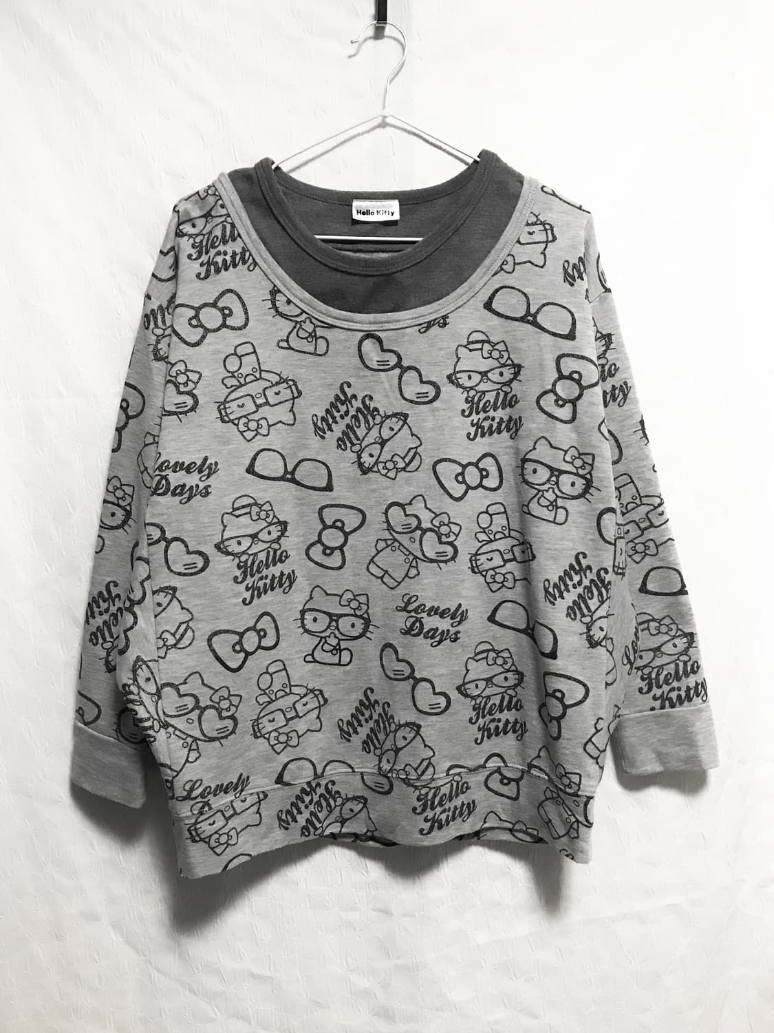 빈티지 갸루 헬로키티 레이어드 맨투맨 상품이미지1