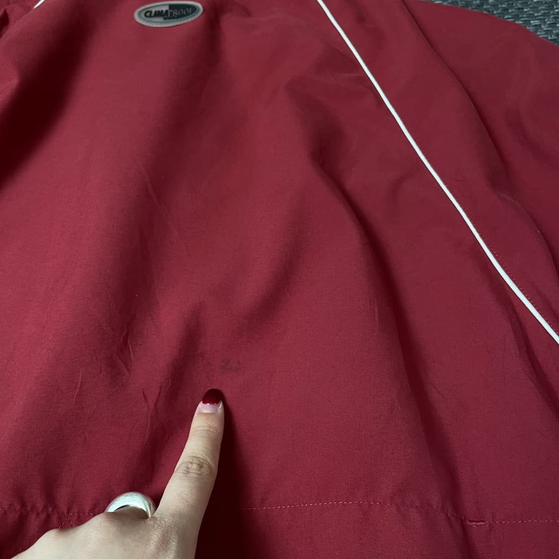 아디다스 레드 화이트라인 폴리 아노락 바람막이 자켓 L 상품이미지9