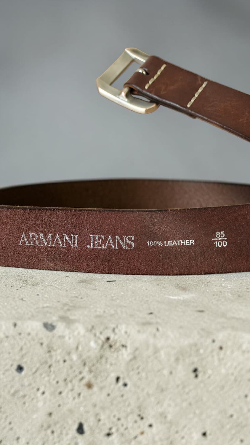 ARMANI JEAMS 황동 버클 통가죽 스티치 벨트 상품이미지2