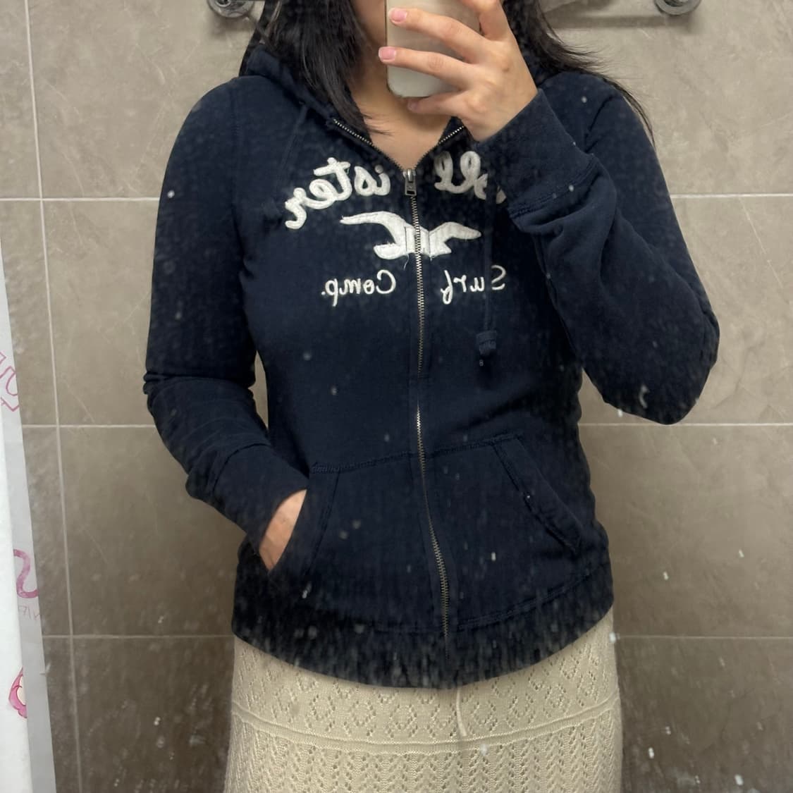 홀리스터 네이비 딱붙 후드집업 M 상품이미지2