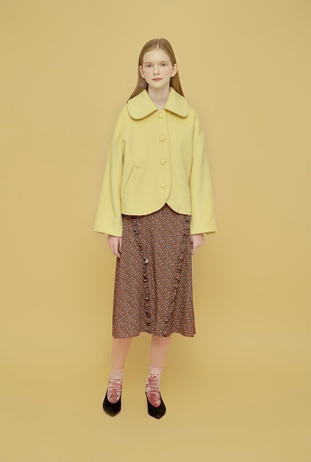 마가린핑거스 플라워버튼 울 레몬 카라 코트 F 상품이미지2