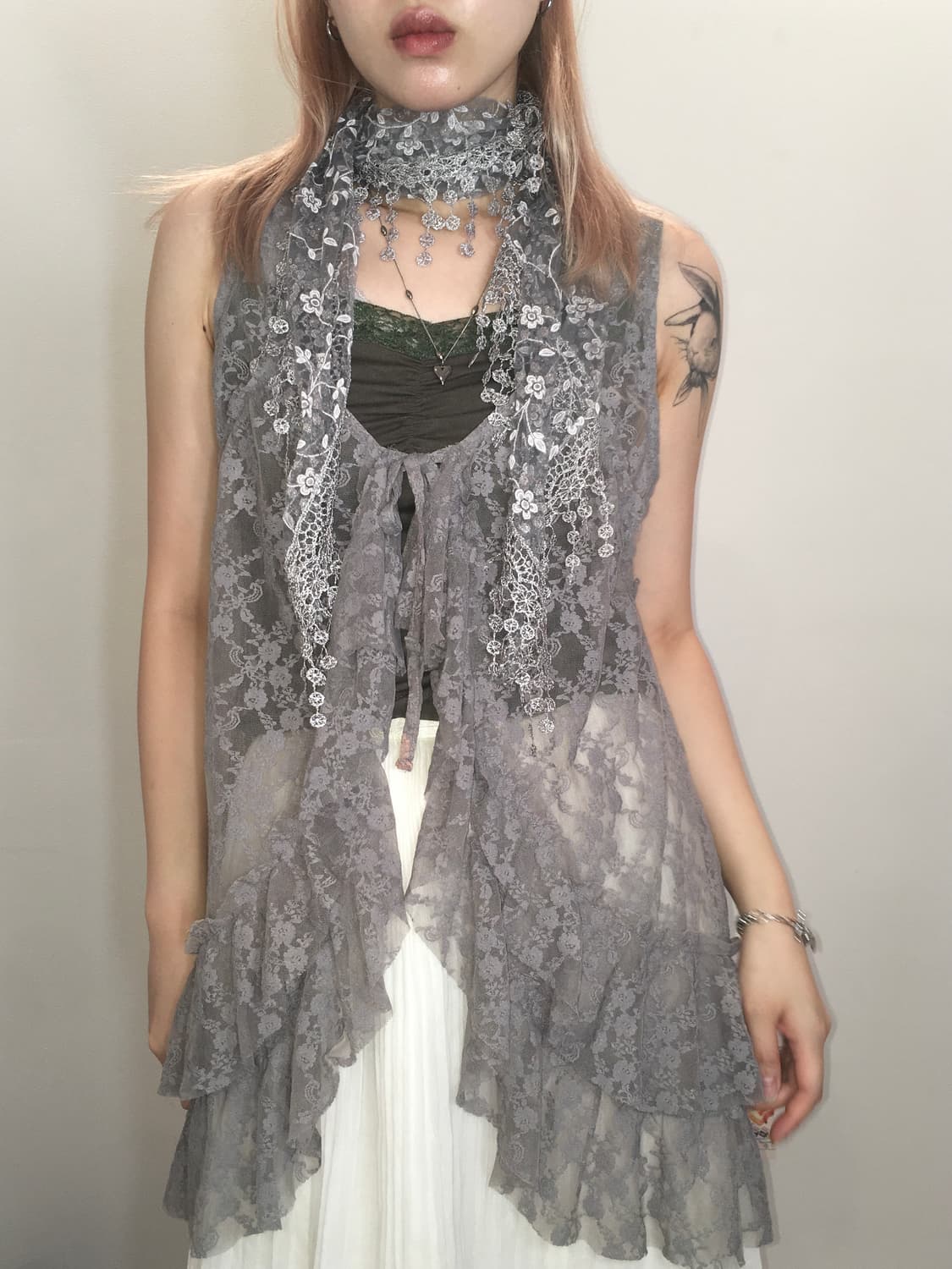 Set) jpn vintage soragrey frill cd+muffl 상품이미지3