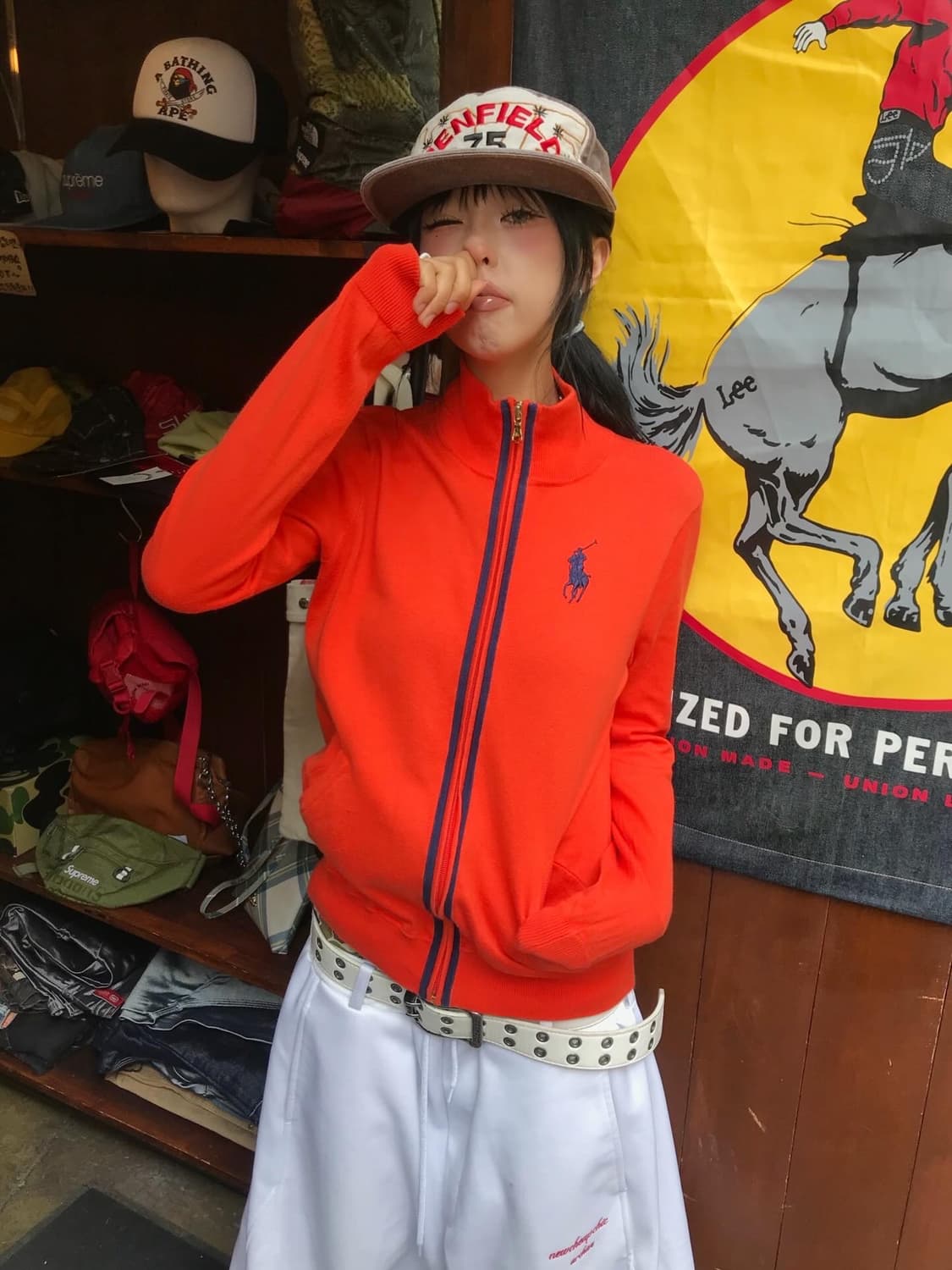 Polo Orange Knit Zip-Up 상품이미지1