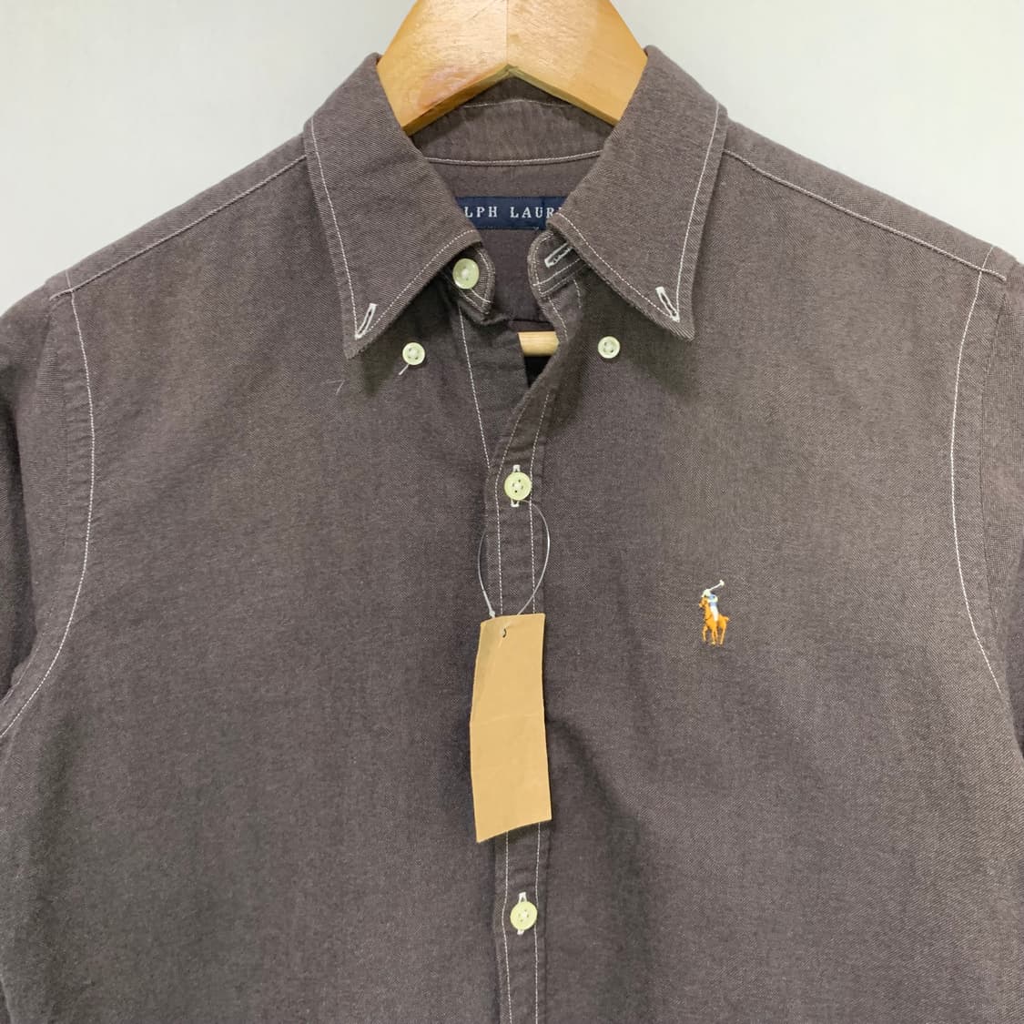 폴로 랄프로렌 스티치 라인 슬림 셔츠 다크 브라운 여성 11사이즈 빈티지 상품이미지8