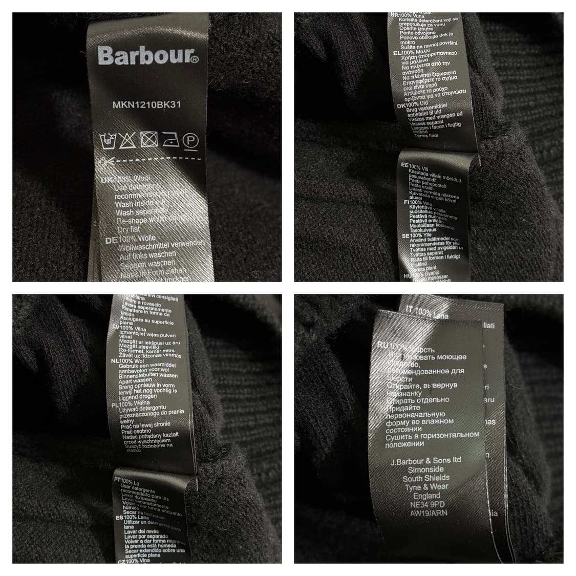 바버 인터내셔널 라이딩 울집업 스웨터XXL/넉넉110/블랙 상품이미지8