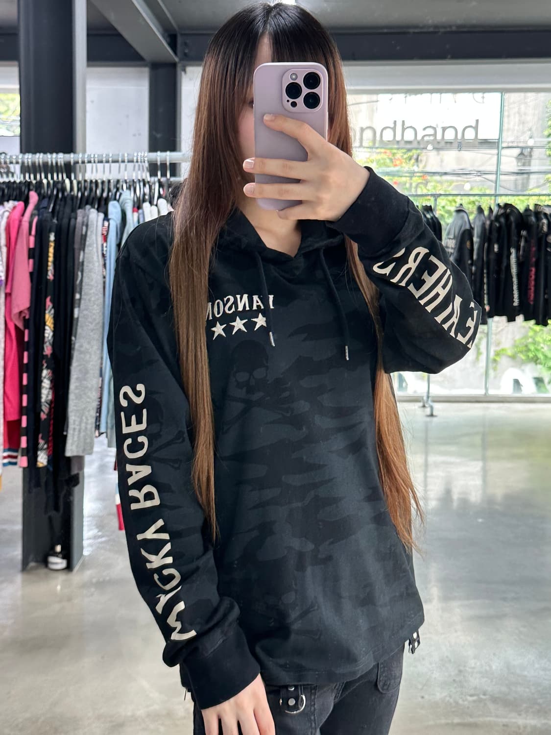 벤슨 레더 X 와키레이스 스컬카모 후드 롱슬리브  상품이미지1