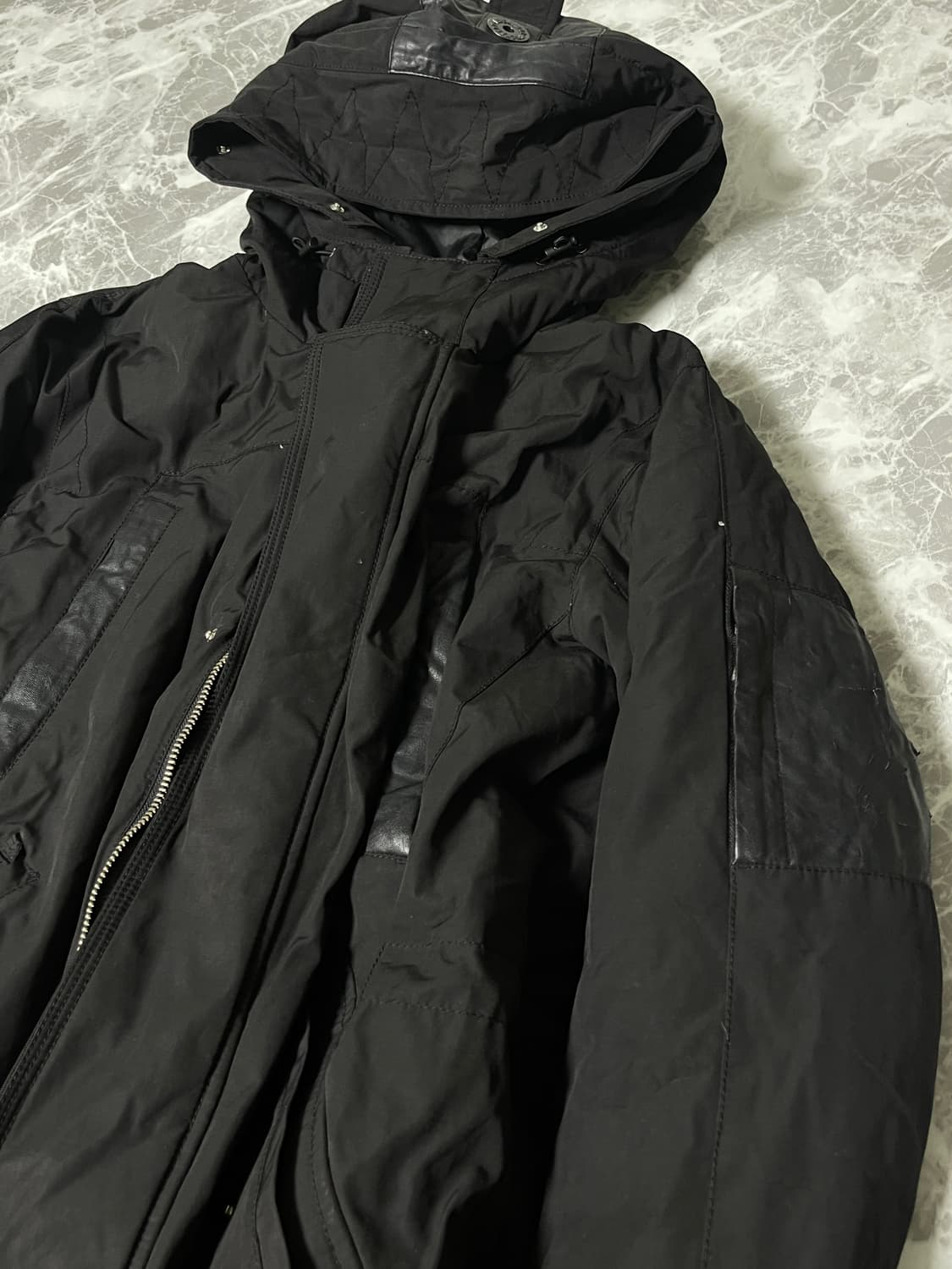 leather stitch hoody jacket 상품이미지2