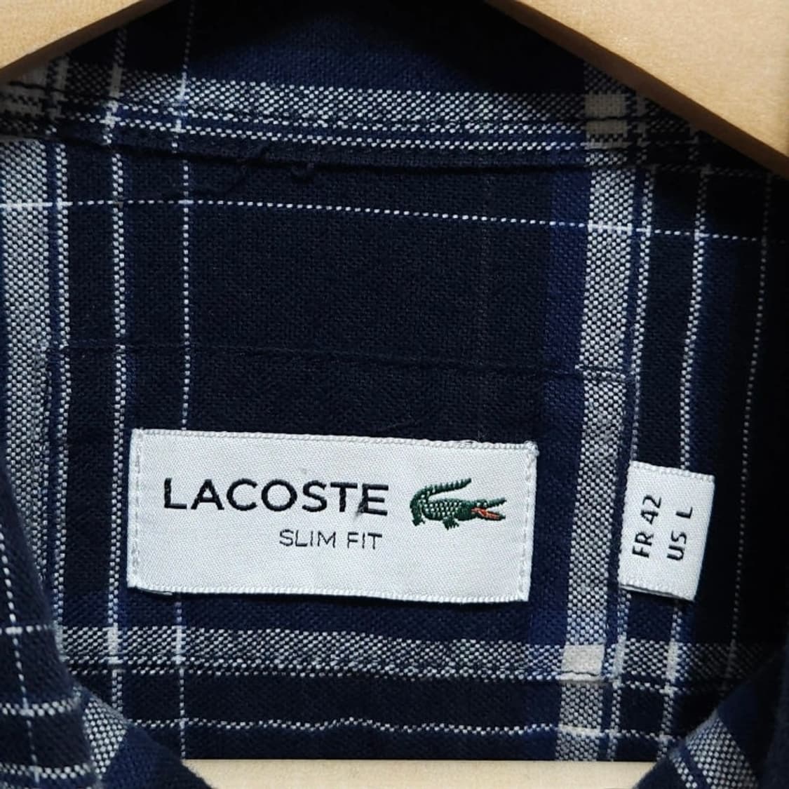 100)LACOSTE 라코스테 체크 셔츠 네이비 상품이미지3