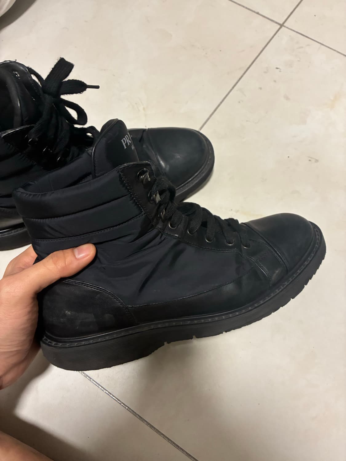 프라다 레더 하이탑 uk 9 상품이미지4