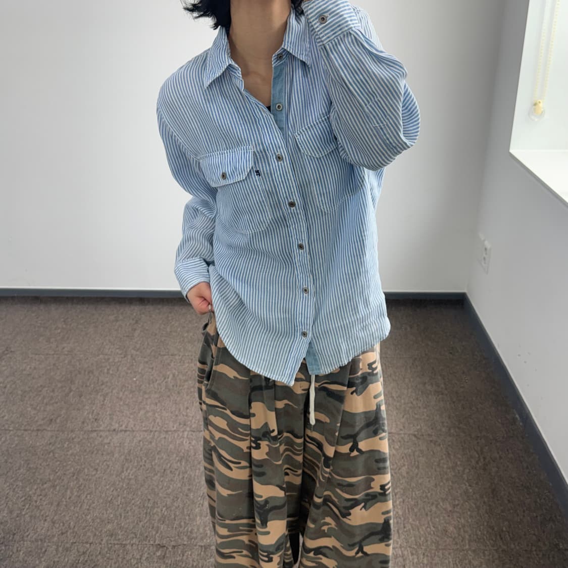 Polo jeans 폴로 진스 투포켓 블루 스트라이프 셔츠  상품이미지2