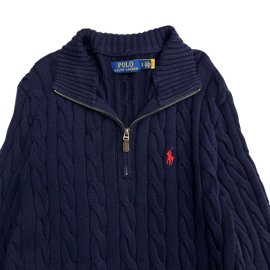 폴로 랄프로렌 레드포니 네이비 꽈배기 니트집업 S 상품이미지4