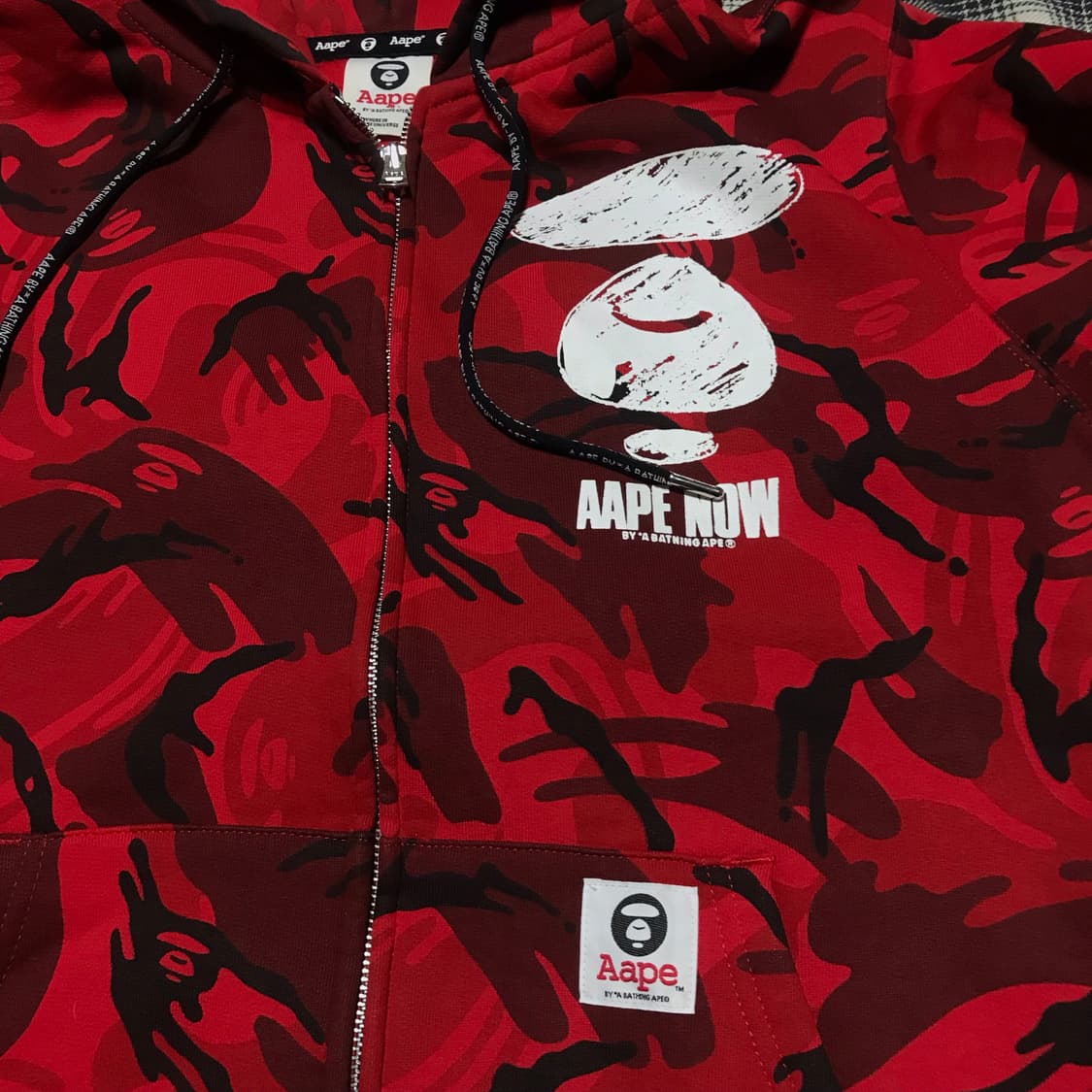 극미중고 Aape by a bathing ape 사루 레드카모 후드집업  상품이미지2