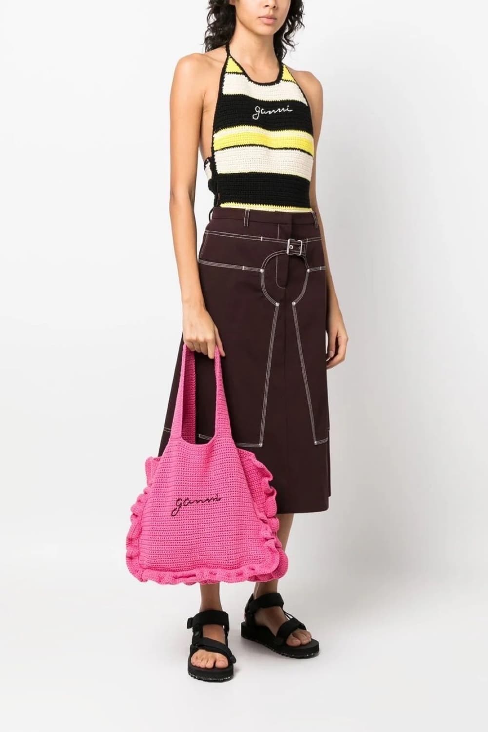 가니 크로쉐 토트백 핑크 새상품 판매 상품이미지4