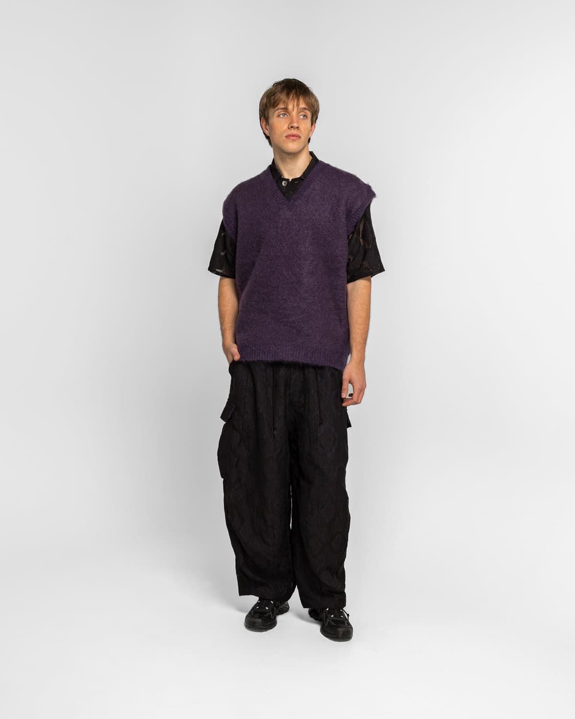 [S] 니들스 모헤어 니트 베스트 솔리드 퍼플  상품이미지8