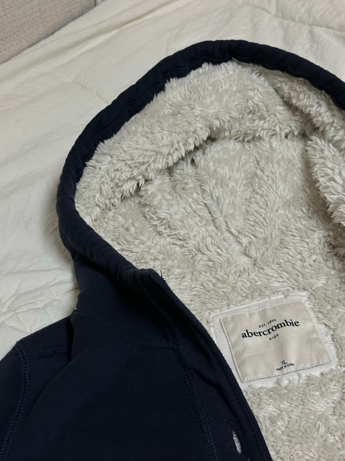 아베크롬비 네이비 단추 양털 후드집업 스몰   상품이미지6