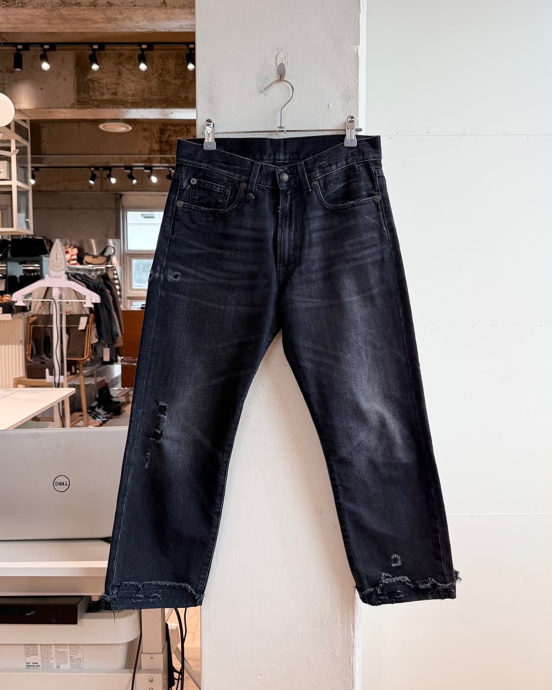 r13 블랙 데님 디스트레스드 보이프렌드 팬츠  상품이미지2