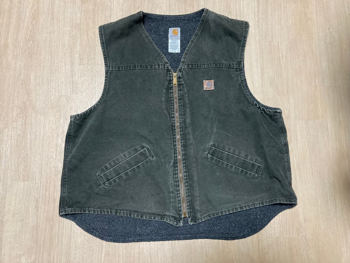 [2XL/XXL] 빈티지 칼하트 샌드스톤 베스트 조끼 / 모스 그린 상품이미지1