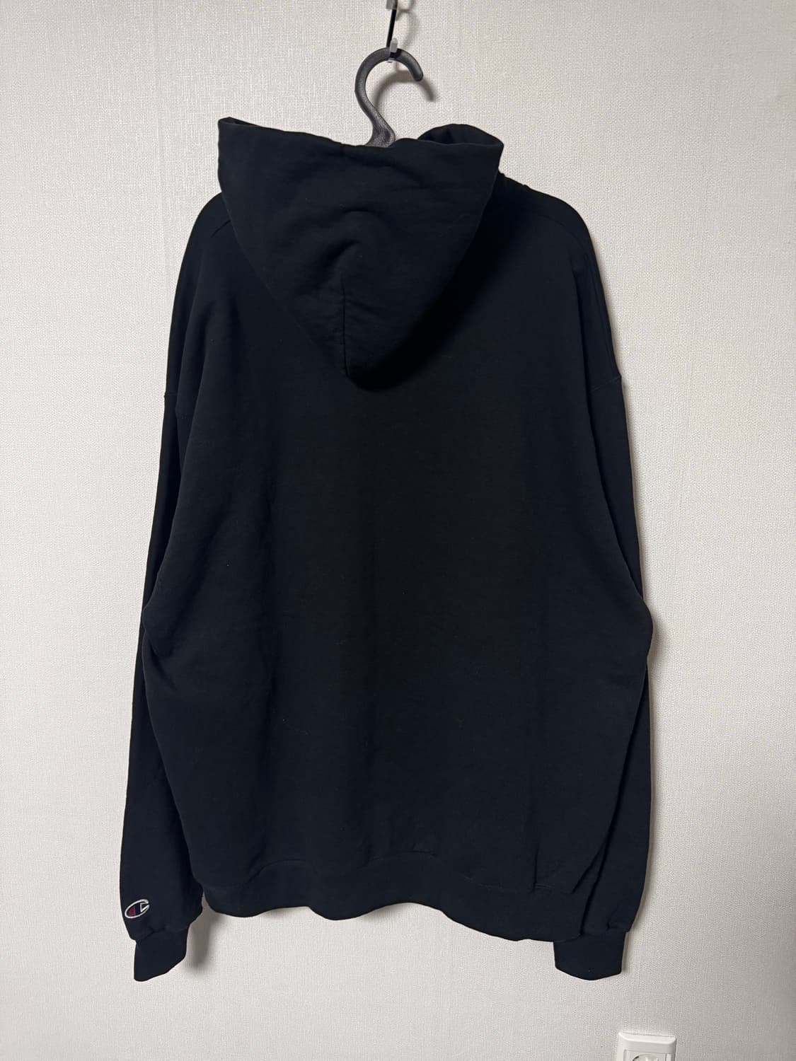 챔피온 무지 블랙 기모 후드티 상품이미지3