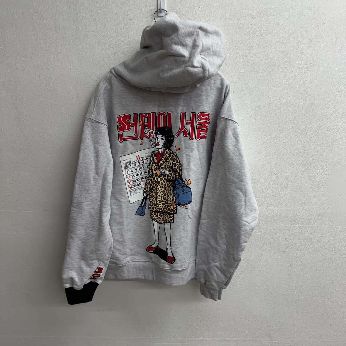선데이서울 기모 후드티 그레이 L 상품이미지3