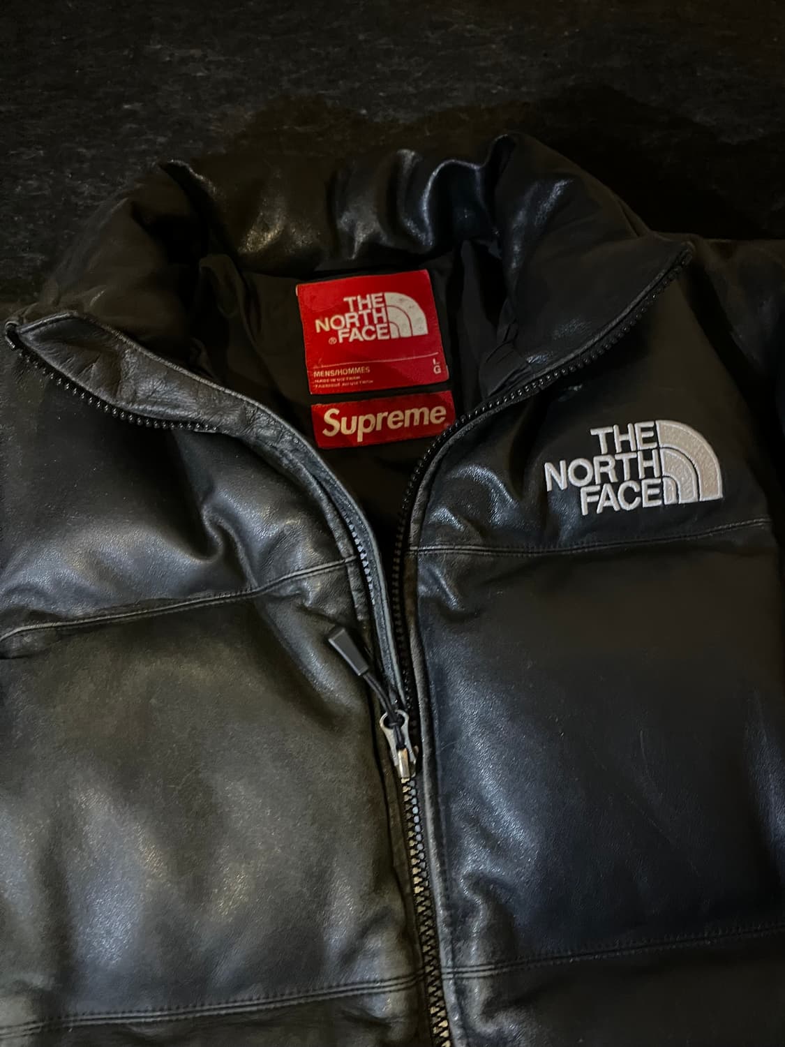 슈프림 노스페이스 레더 눕시 패딩 L 상품이미지1