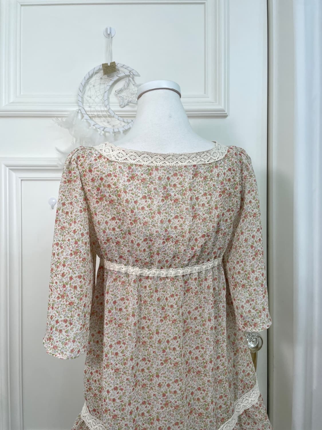 flower lace trim blouse&beige lace cotto 상품이미지4