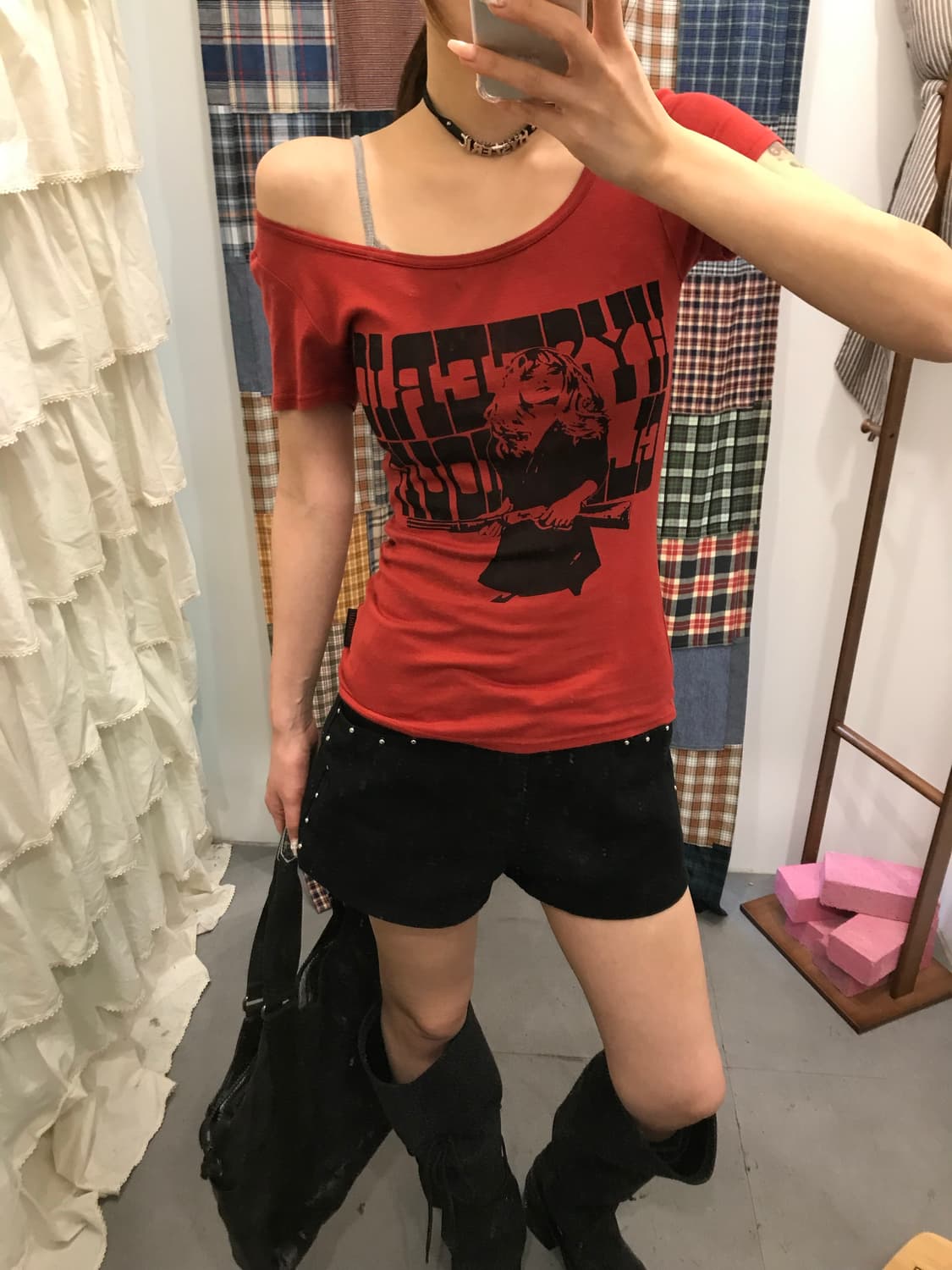 히스테릭글래머 레드 히스걸 반팔티 상품이미지2