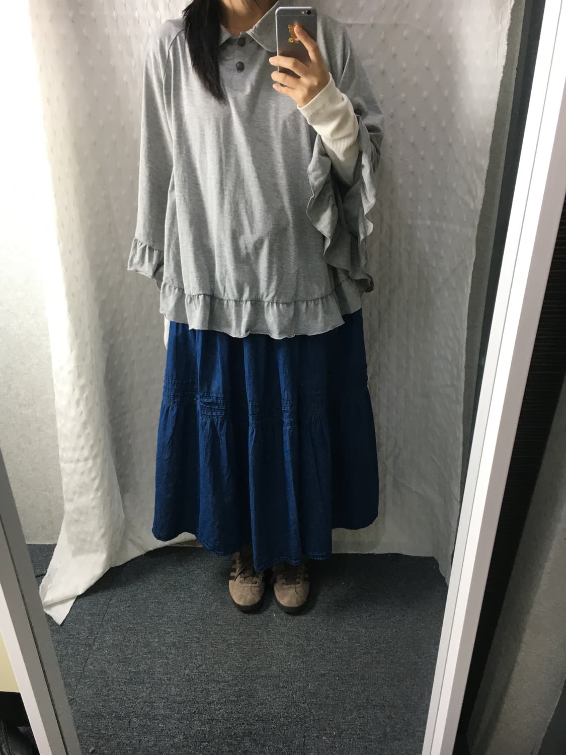 데님 캉캉 롱 스커트 상품이미지2