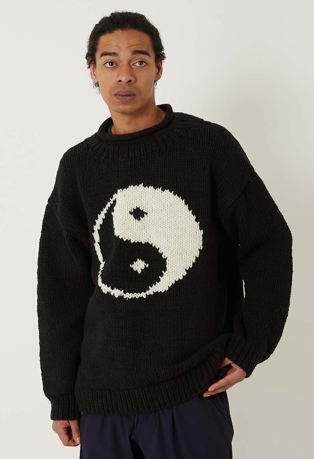 Peru made 100% 울 음양 오버핏 니트 크로쉐 스웨터 상품이미지2