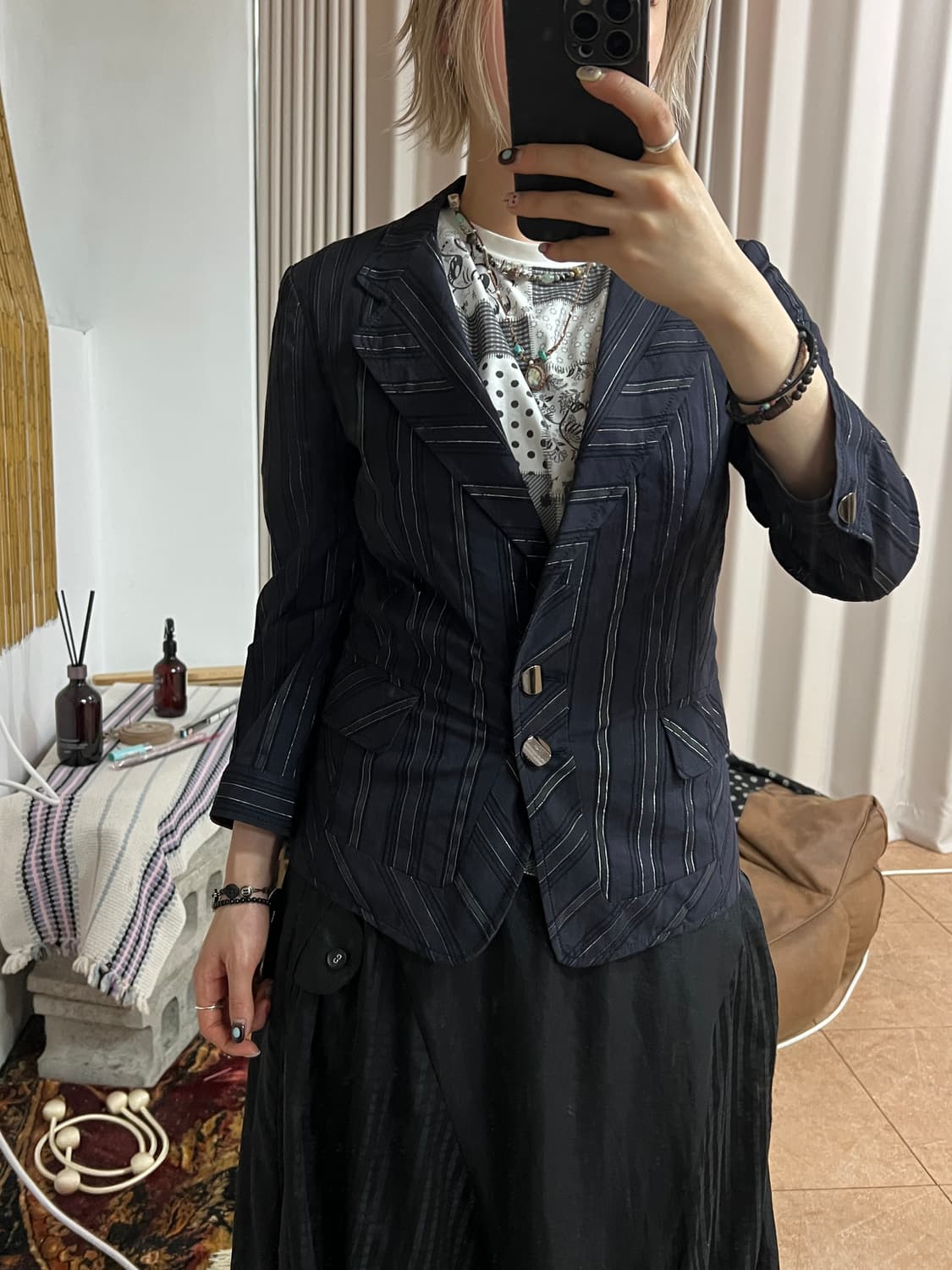 JOINUS 빈티지 스트라이프 7부 블레이저  상품이미지2