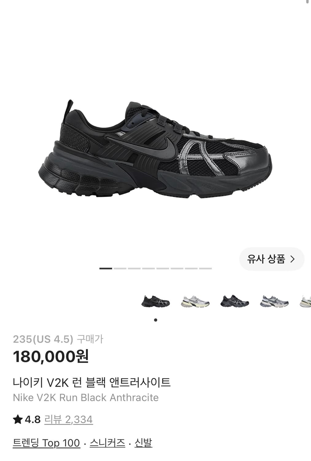 나이키 V2K 런 블랙 앤트러사이트 상품이미지1