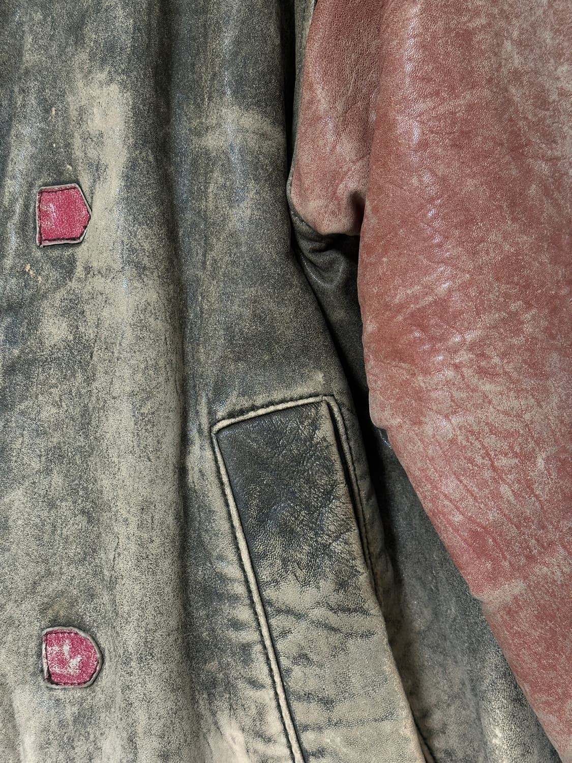 빈티지 투컬러 가죽자켓 상품이미지4