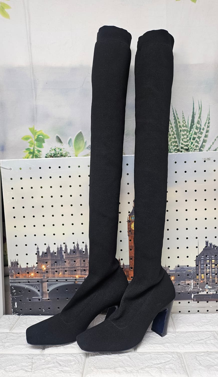 슈콤마보니 여성 니트 롱부츠 240 스판 삭스 타이즈 힐롱부츠 LB49 상품이미지2