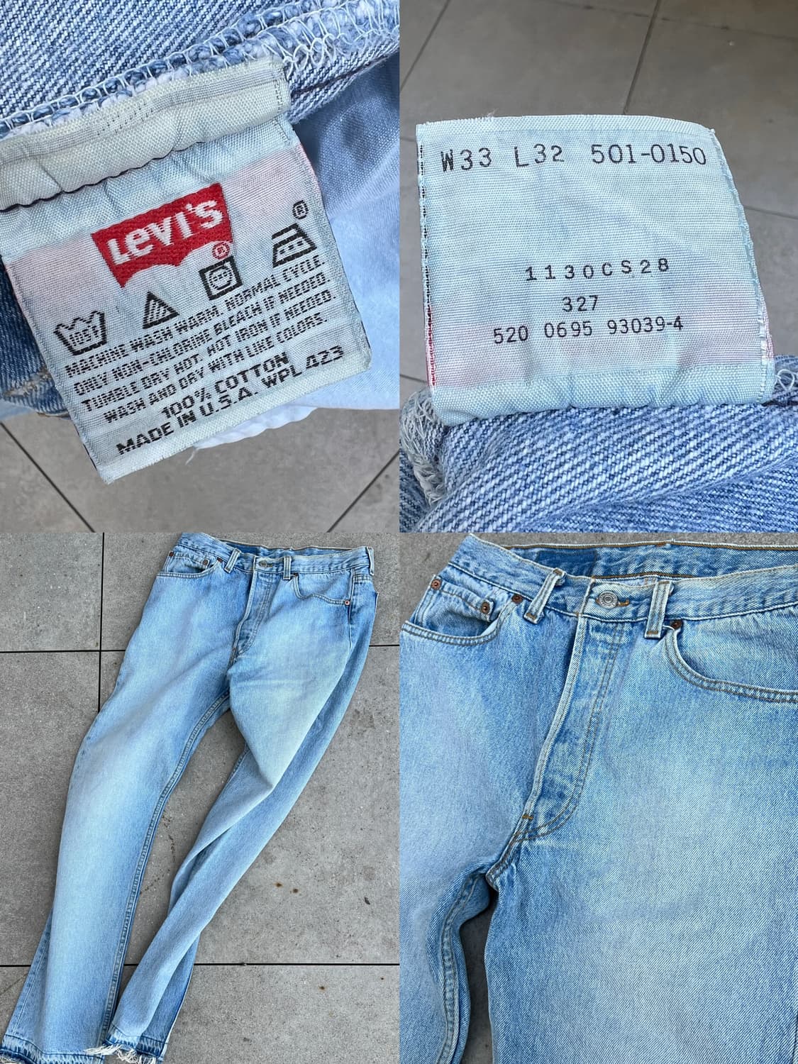 90s USA Vintage Levis 501 W33 L32 상품이미지3