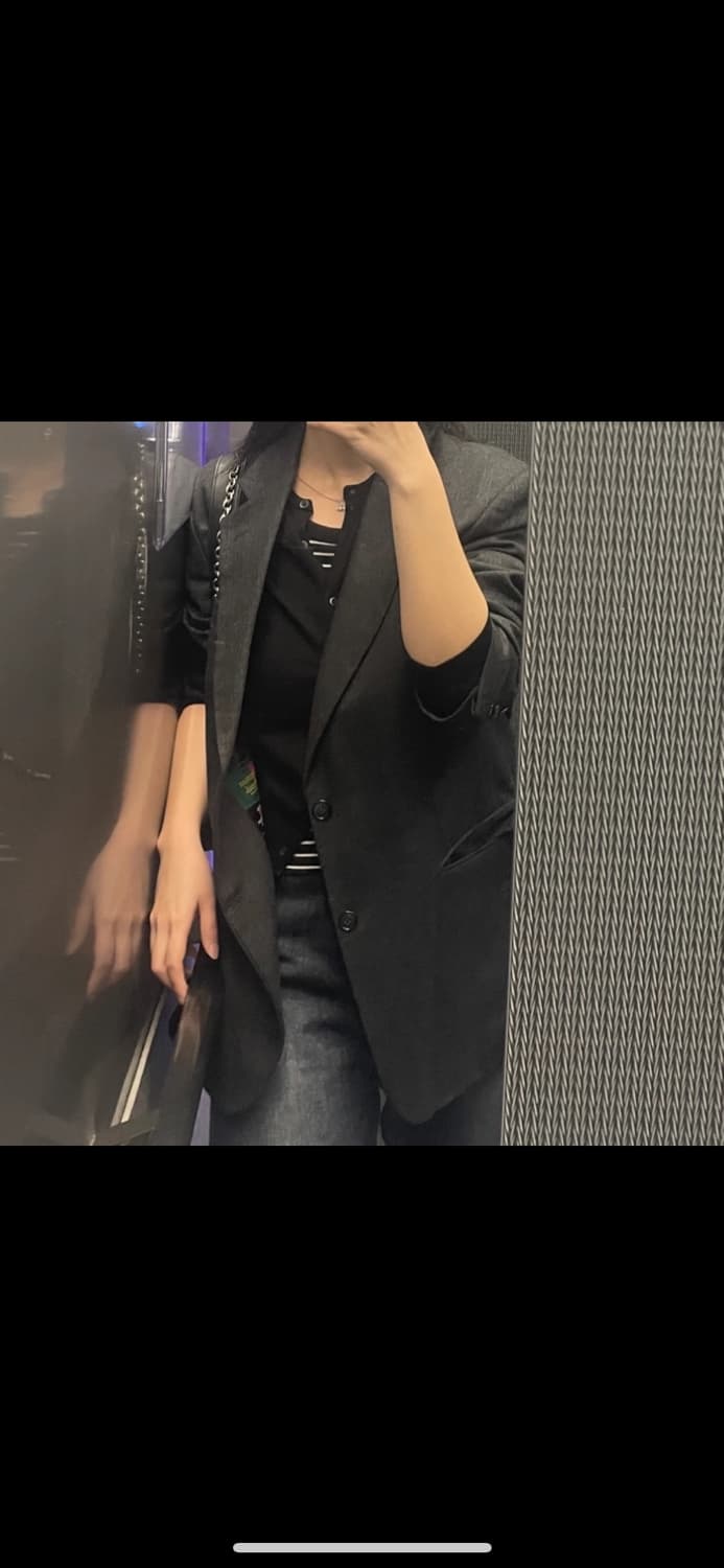 빈티지 오버사이즈 블레이저 자켓 그레이 상품이미지2