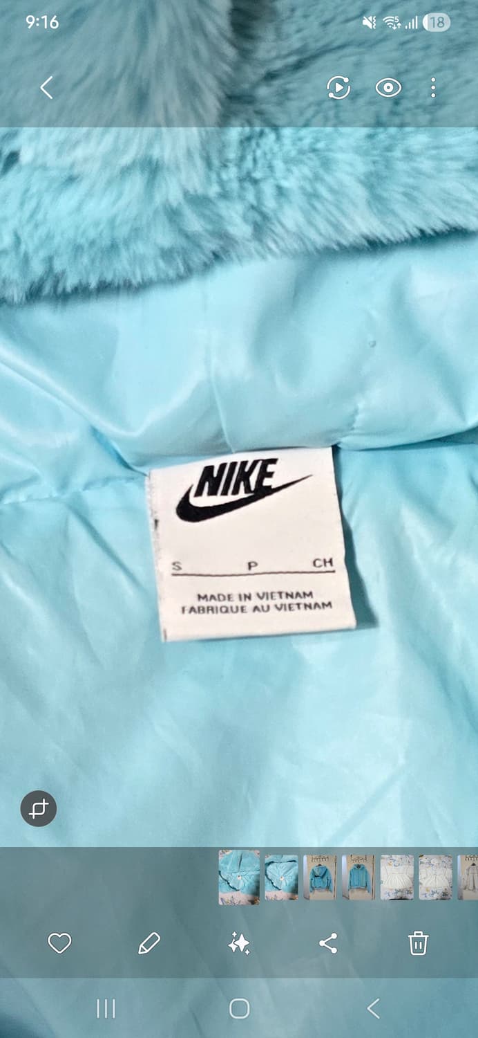 나이키 스우시 퍼 후드 집업 S 하늘색 상품이미지3