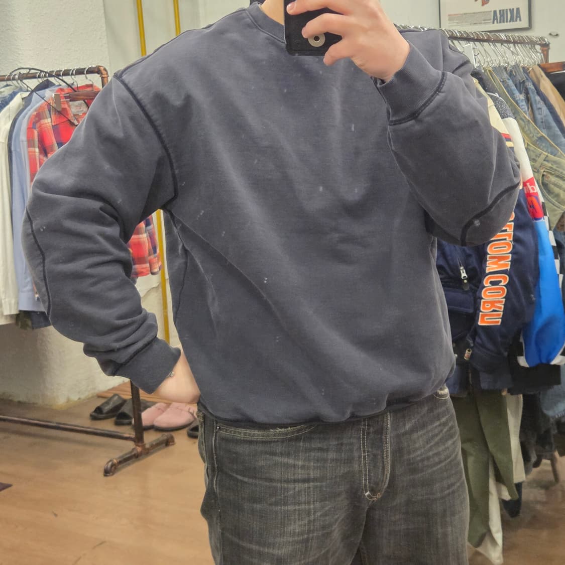 러프사이드 맨투맨 네이비 2사이즈 상품이미지5