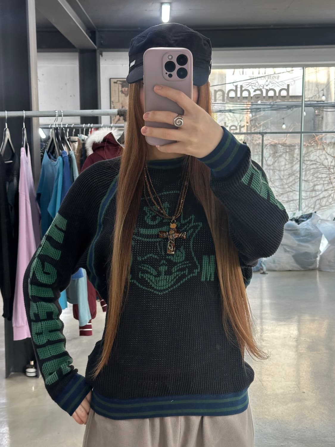 히스테릭글래머 캣 스펠아웃 크루넥 매쉬맨투맨 상품이미지1