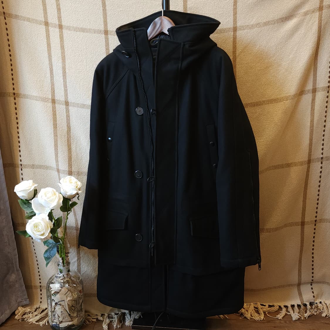 00년대 지방시 헤비울 레이어드 N3B 후드코트 48 오버사이즈 상품이미지2