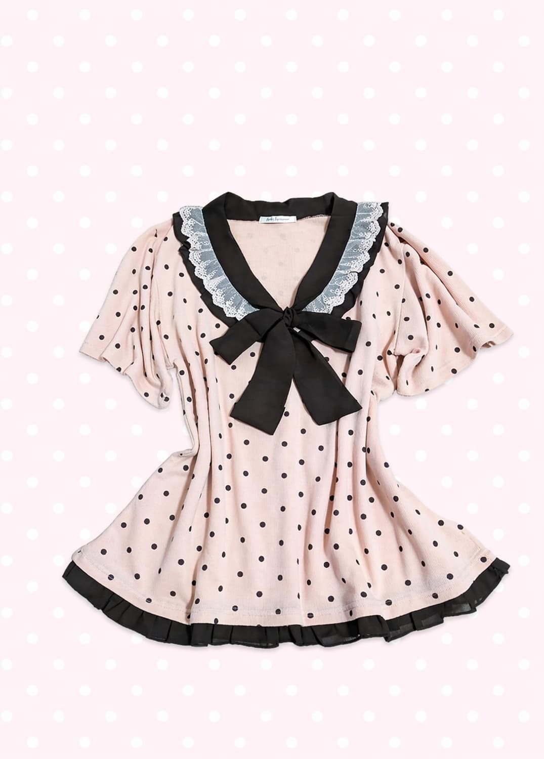 Axes femme 엑시즈팜 초코 딸기 리본 도트 탑 상품이미지1