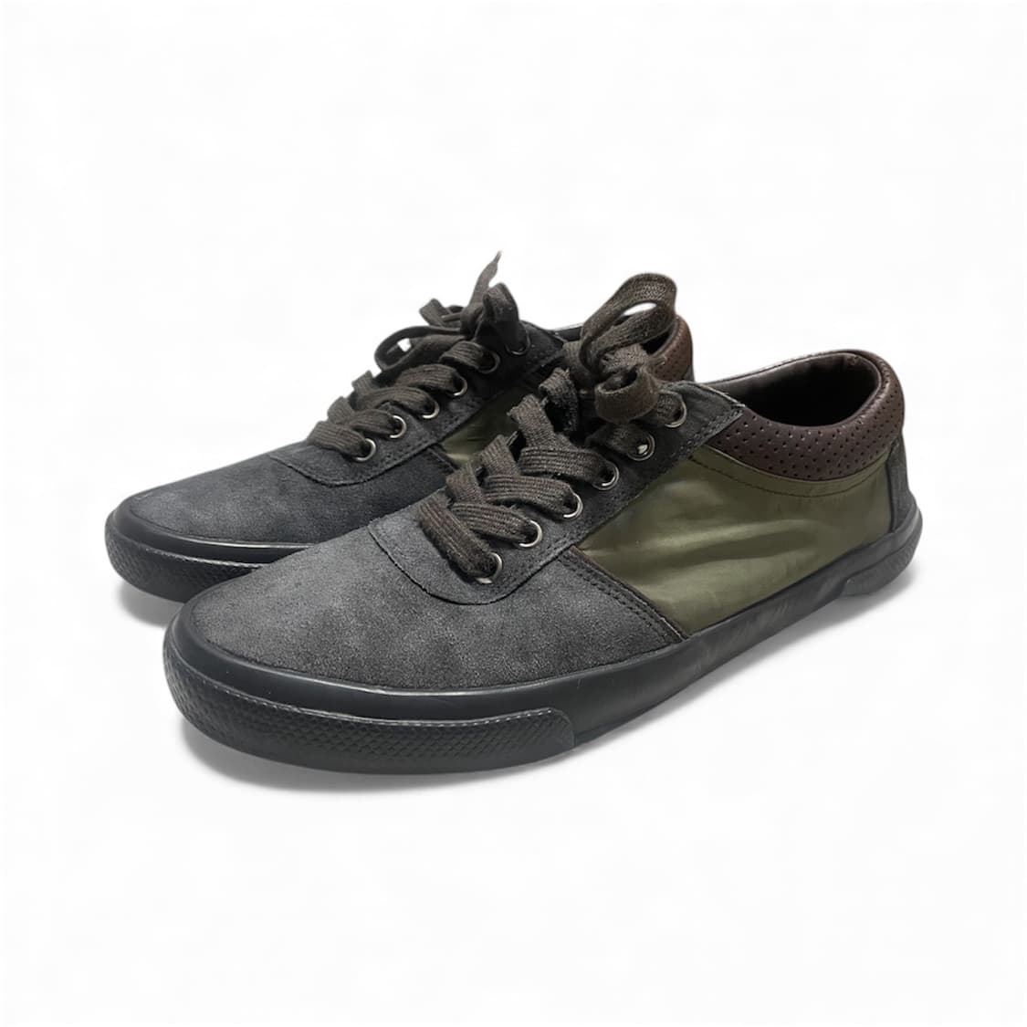 275) 프라다 나일론 스웨이드 스니커즈 신발 올리브 그레이 상품이미지1