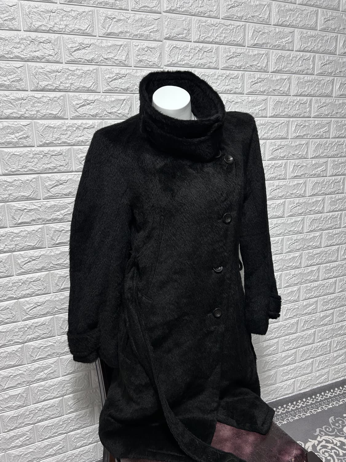 시스템 알파카 하이넥 코트 상품이미지1