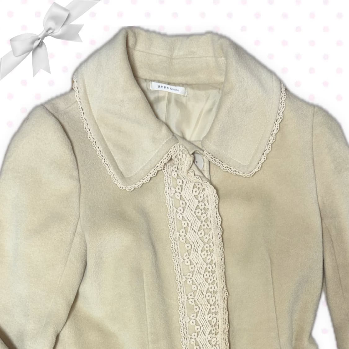 엑시즈팜 아이보리레몬맛 레이스 코트 캉캉프릴 롱코트 상품이미지4