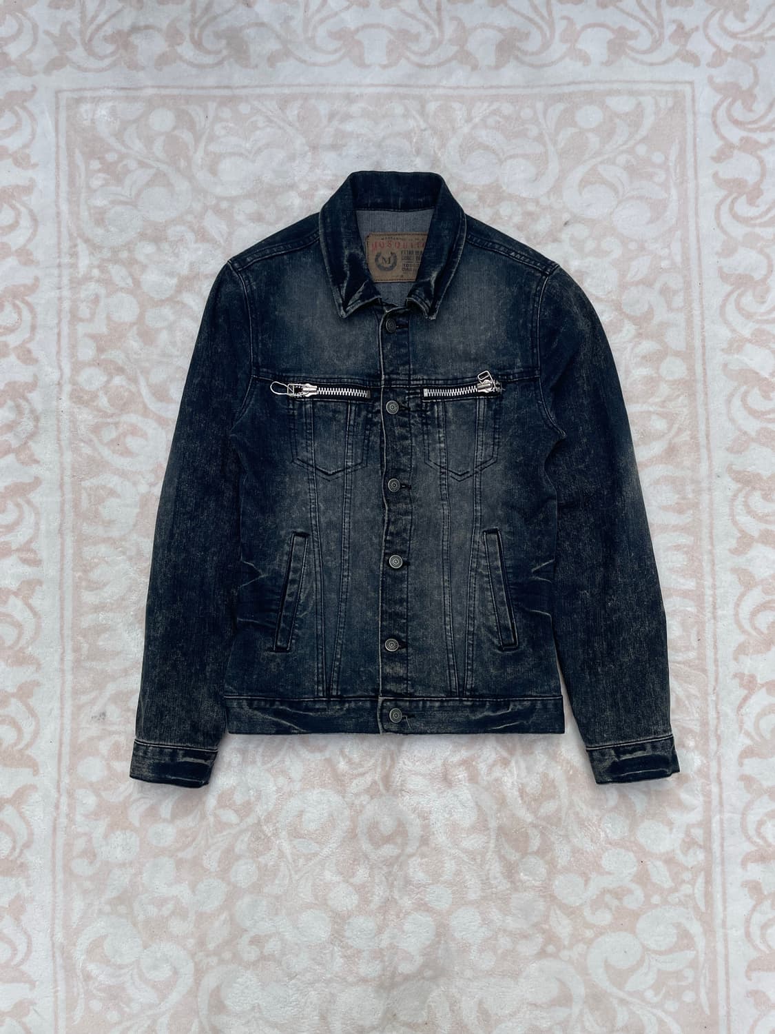 Vintage y2k Black Washed Denim Jacke 상품이미지1