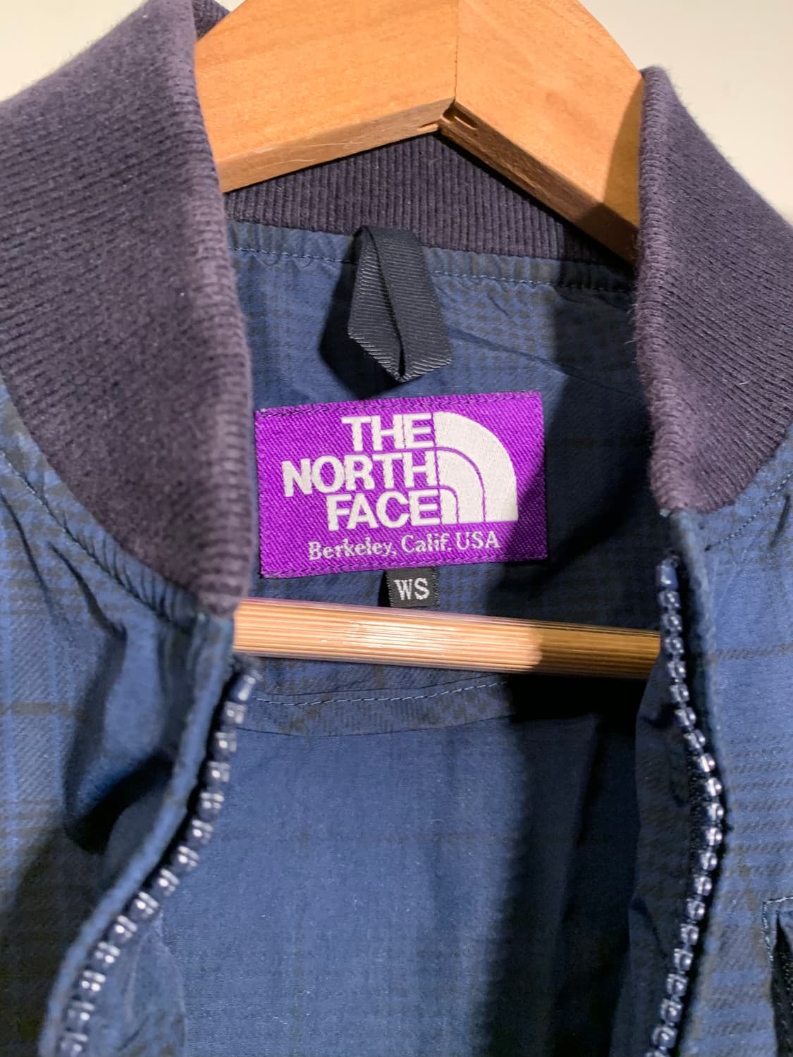 노스페이스 퍼플라벨 블루 체크 패턴 블르종 ma1 자켓 상품이미지2