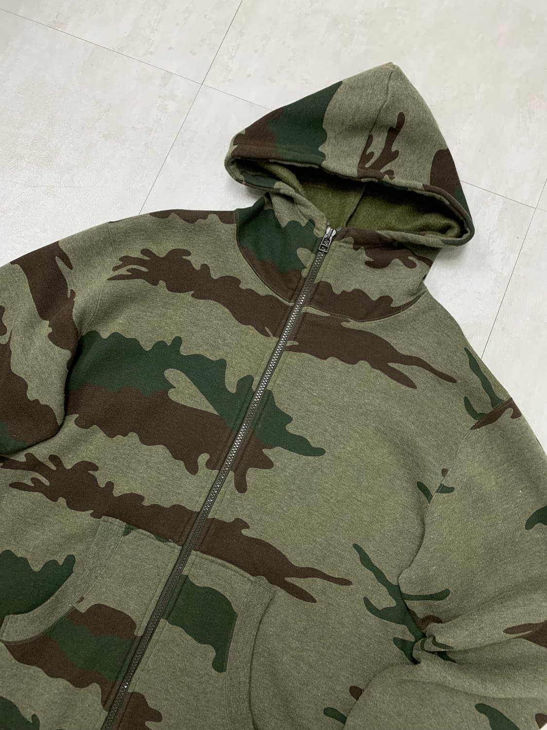 카모 패턴 카키 후드집업 #134 상품이미지2