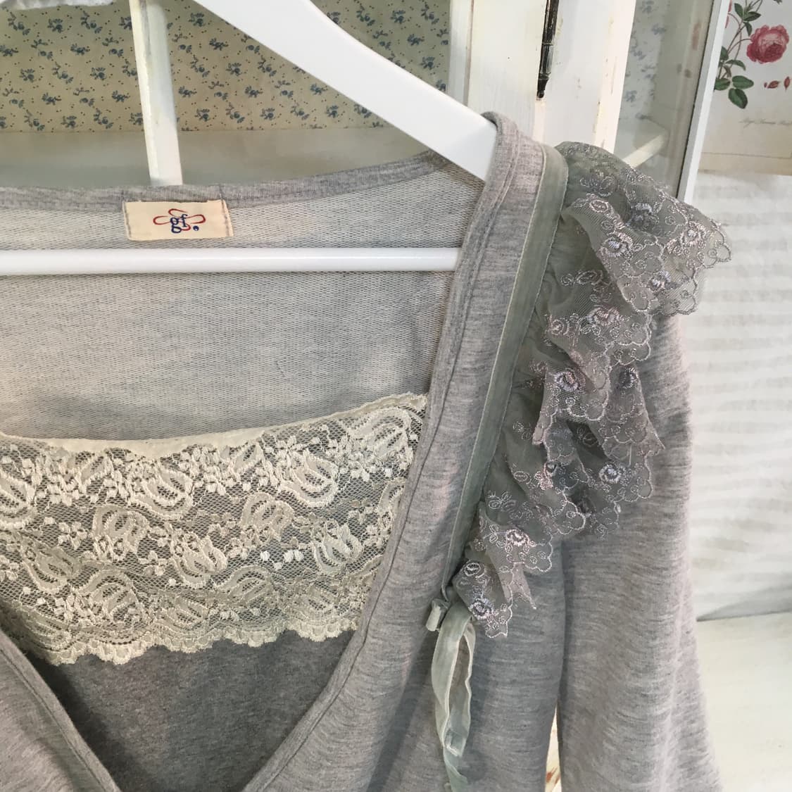 jpn vintage gray mint lace cardigan 상품이미지9