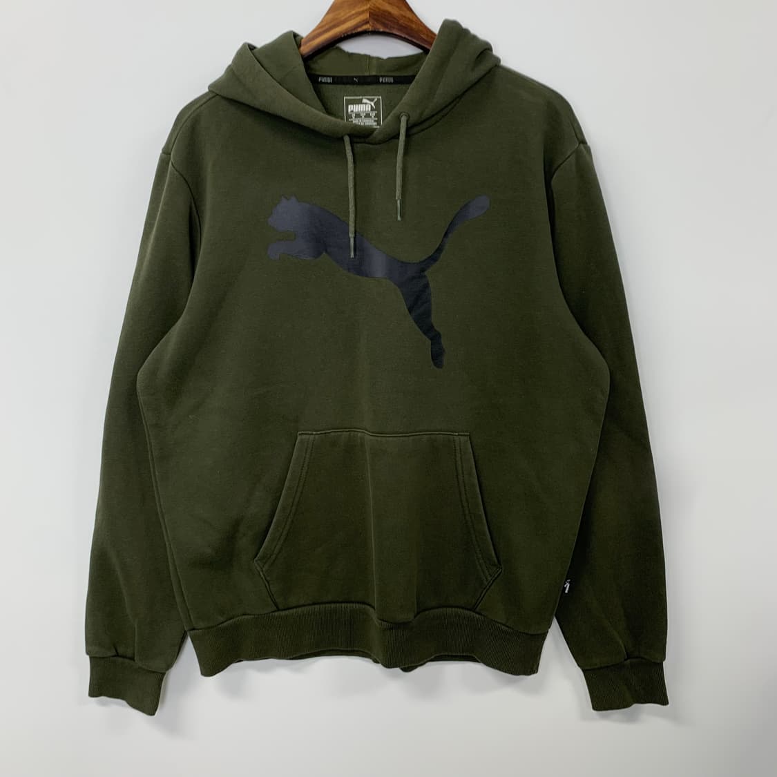 푸마 빅로고 카키 후드티 상품이미지2