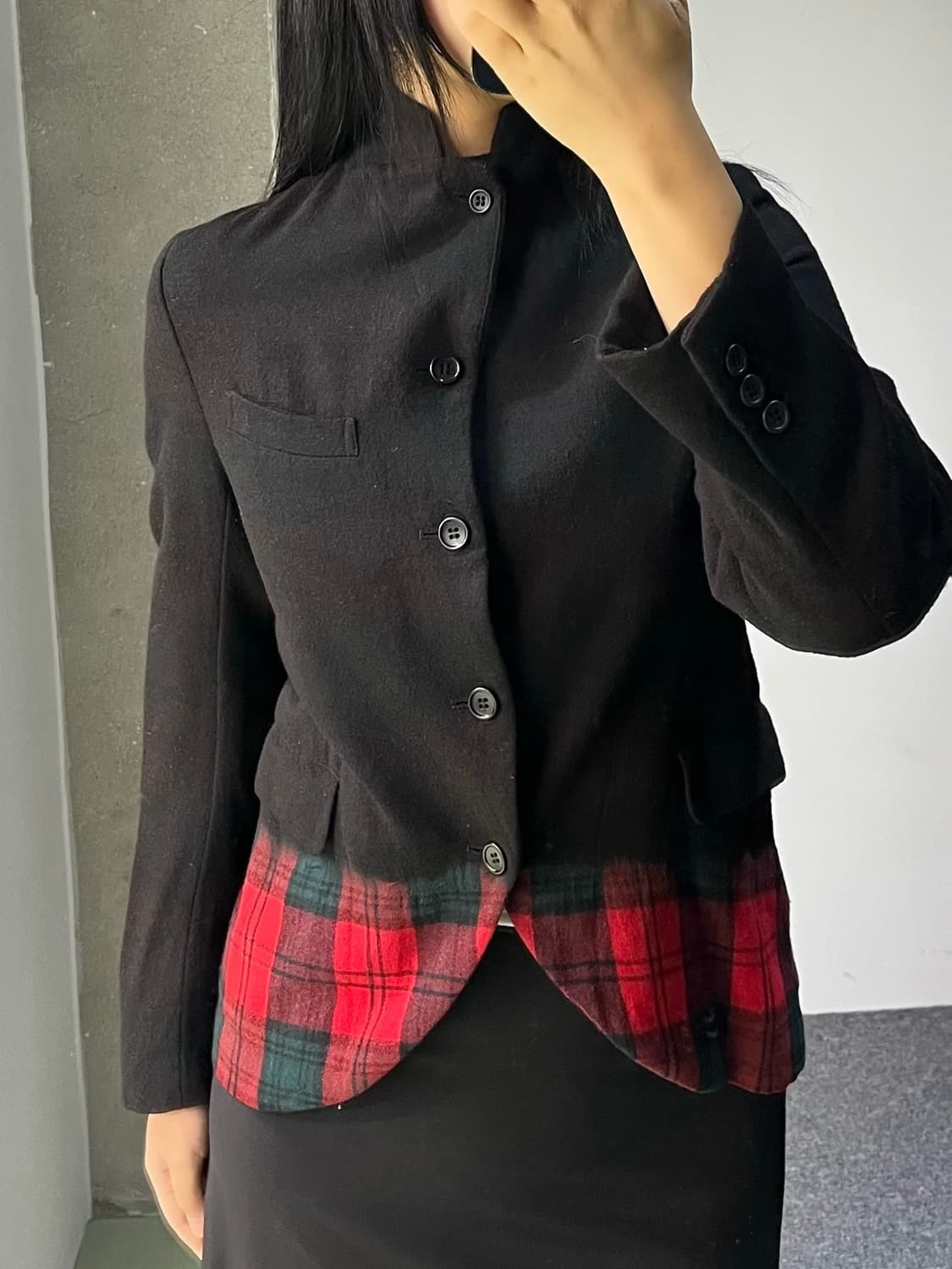 꼼데가르송 블랙 10f/w 체크 울 블레이저 상품이미지1